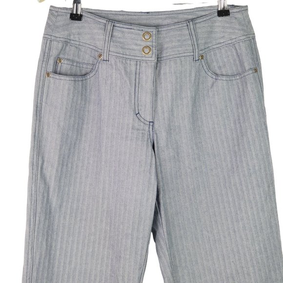 Vintage Jeanology Collection Early Y2K Pinstriped Wide Leg High Rise Jeans, Sz 8 - Picture 3 of 11